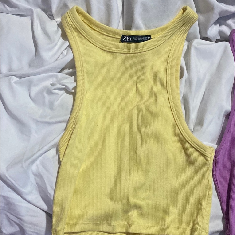 Zara Sunny Yellow Ribbed Tank Top